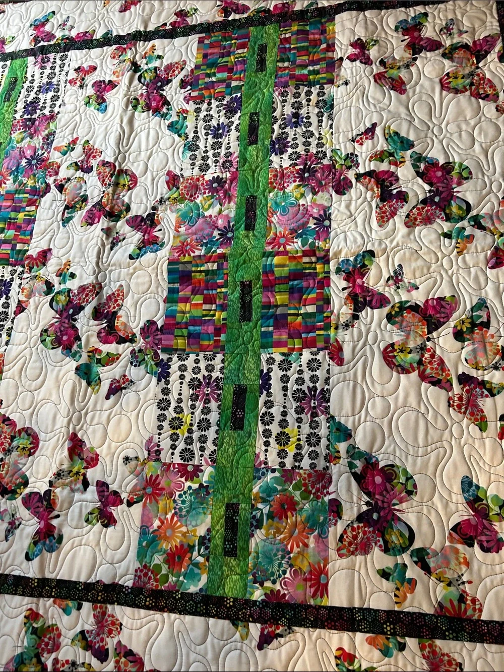 ONE OF A KIND - HANDCRAFTED Butterfly Garden Quilt